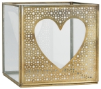 Kerzenhalter Glas mit Herz, 15.5 x 15.5 x H 15 cm